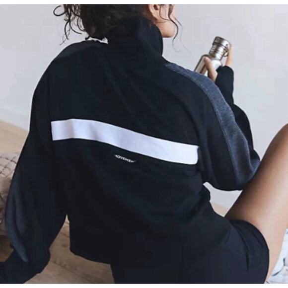 Free People Movement High Jump Full Zip Up Track Jacket Oversized Black Medium - Picture 2 of 13